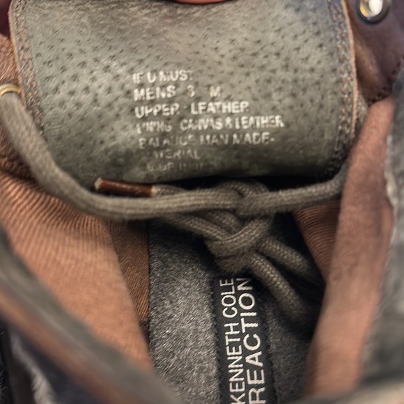 Kenneth Cole Reaction Brown Grey Wool Ankle Boot wingtip leather men size 8 - Picture 4 of 7